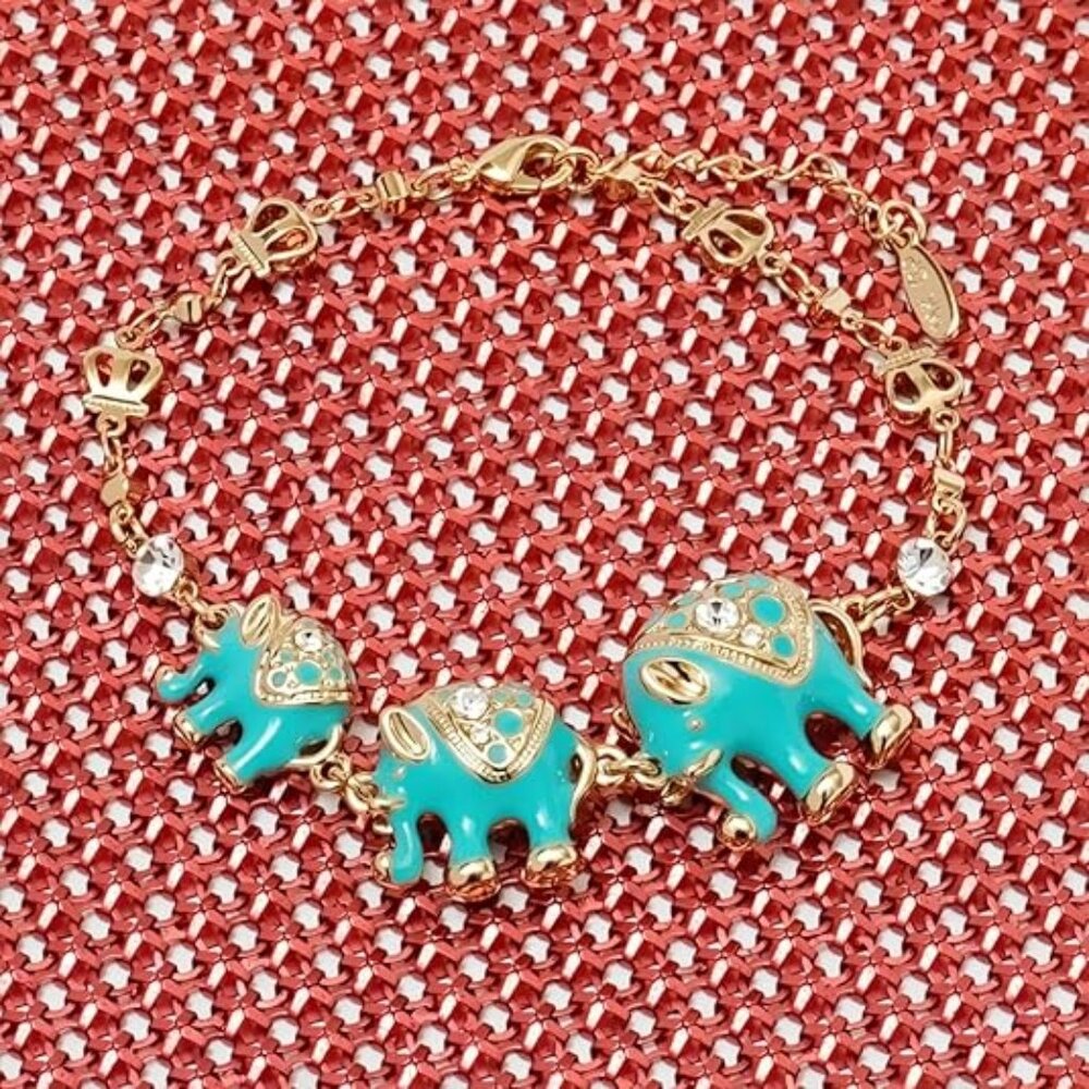 Neiman Marcus Barzel 18k Gold Elephant Turquoise Eternal Bracelet